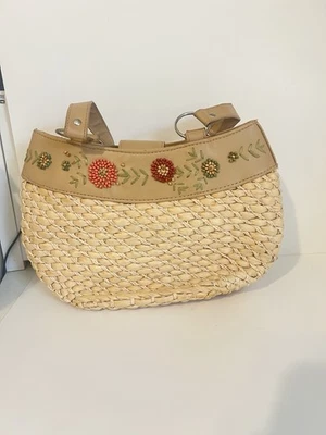 Avon Straw Beaded Boho Floral Exterior Hand Bag - Изображение 1 из 4