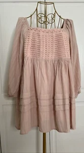 Heyson Boutique Top Med Smocked Crochet Baby Doll Pink Puff Sleeves Coquette NEW - Picture 1 of 15