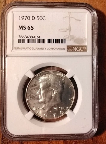1970 D 50C Kennedy Half Dollar Graded MS 65 by NGC LOT#416 Cover