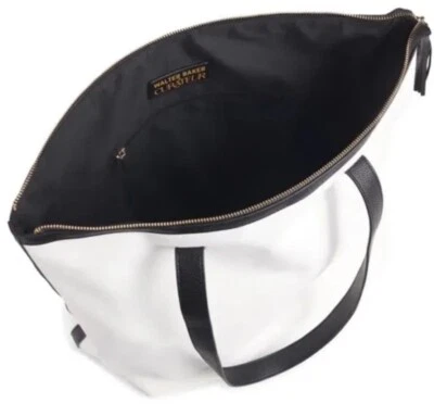 New Walter Baker Carly Tote Bag Day Tripper Weekender Canvas White/Black Bp231 - Image 1 of 4
