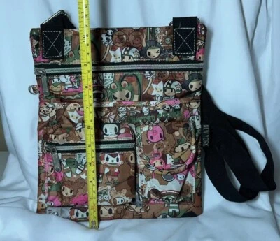 Bolso Bandolera Tokidoki Nueva York Rosa Gris Marrón Nylon Usado en Excelente Condición B34 Foto 1 de 4