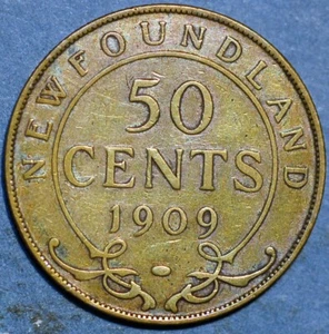 1909 Canada NEWFOUNDLAND 50 Cents KM# 11 - Picture 1 of 2