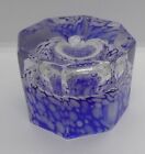 Art Glass Oil Lamp paperweight octagon blue white