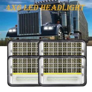4PCS 4x6'' LED Projector Headlights for KW Kenworth T800 T600 W900 Peterbilt 379 - Picture 1 of 11
