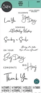 Sizzix 14pc Clear Stamp Daily Sentiments #2 #666610 Retail $14.99 by Lisa Jones - Picture 1 of 5