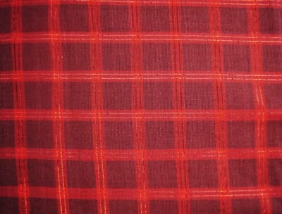 1/2  Yard Red Shinny Red Plaid Christmas Homespun Fabric 20" X 44" - Image 1 of 2