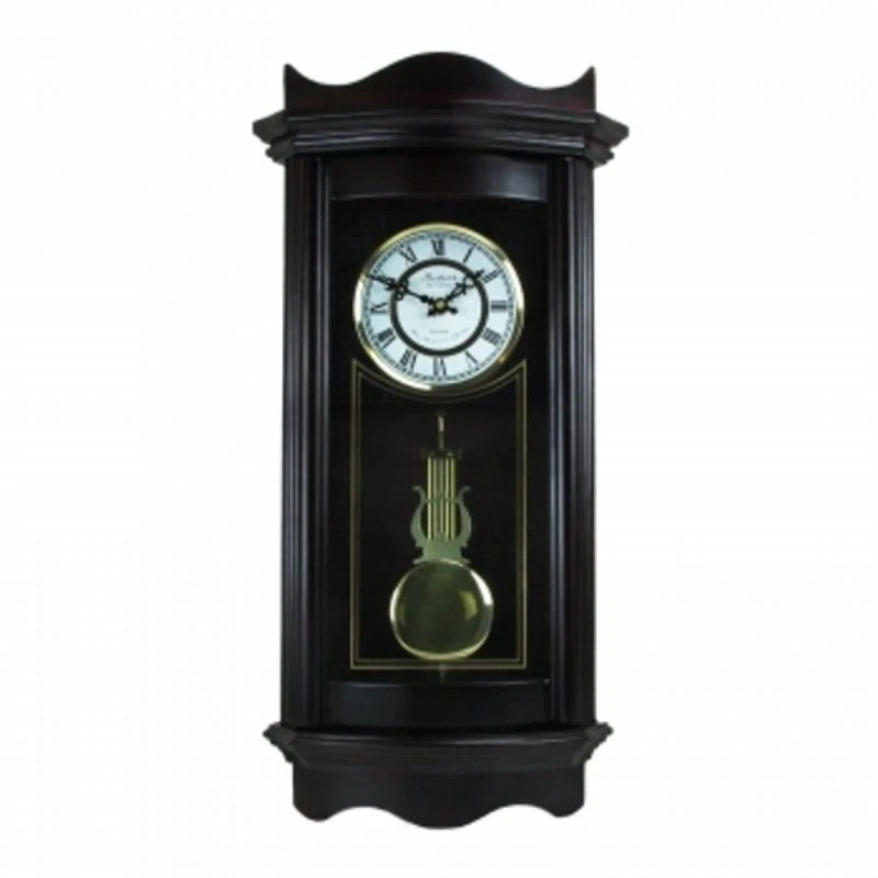 Reloj de pared Bedford Clock Collection 25 pulgadas con campana péndulo en chocolate desgastado Foto 1 de 1