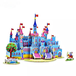 3D DIY Cartoon Fairytale Blue Castle Puzzle Jigsaw Kids Fun Toys & Hobbies Gift. - Picture 1 of 7