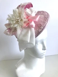 pink hat Flower Hat Races Floral Headpiece one off - Picture 1 of 5