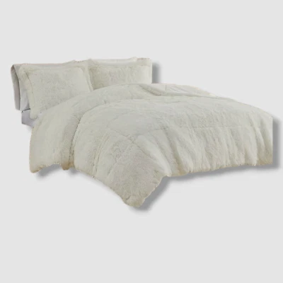 Intelligent Design Ivory Faux Fur 3 pc. Comforter Set Size: King/Cal King - Image 1 of 4