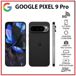 Google Pixel 9 Pro 5G 16GB+512GB OBSIDIAN Dual SIM Unlocked Android Mobile Phone - Afbeelding 1 van 7
