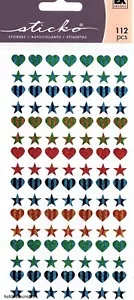 Sticko-Sticker aus Metall Herzen & Sterne - 112 kleine bunte Formen  - Bild 1 von 2