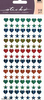 Metallisch Herzen & Stars Sticko Sticker - 112 Klein Bunt Formen - Bild 1 von 2