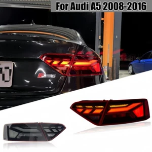 LED Rear Tail Lights for AUDI A5 2008-2016 W/ Sequential Turn Signal Lamp Smoked - Picture 1 of 8