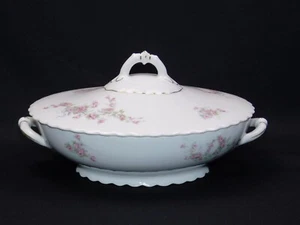 Antique O. & E.G. Oscar Edgar Gutherz Royal Austria Oval Casserole Pink Roses - Picture 1 of 12