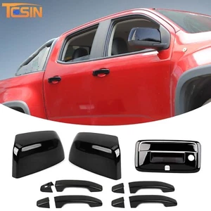 Cubiertas de puerta trasera ABS negro para manija de puerta de espejo superior negro Chevy Colorado/CANYON 15-22 - Imagen 1 de 13