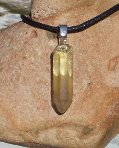 Natural Citrine Crystal Point Free Form Stone Pendant Necklace Small - Picture 1 of 12