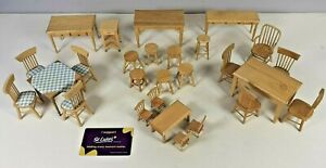 Vintage Doll House Handcrafted Miniature Furniture Dining Chairs & Tables Sets
