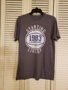 Philadelphia 76ers Gray T-shirt 83 Champions Starting Line Up Size Medium - Picture 1 of 5