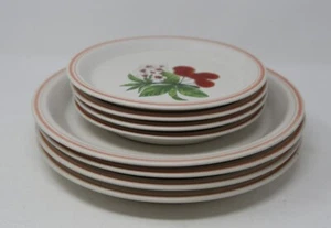 Haeng Nam Stoneware Country Cupboard Cherry C 803 Salad & Dinner Plate Set of 8 - Picture 1 of 6