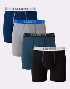 Paquete de 4 calzoncillos boxer grandes de algodón elástico Hanes para hombre - Imagen 1 de 4