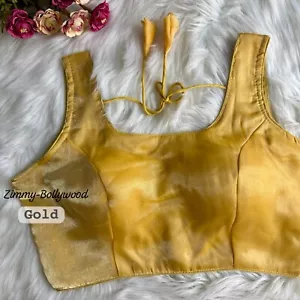 Women's Beautiful Silk Blend Solid Padded Readymade Stitch women's Blouse Choli. - Picture 1 of 18
