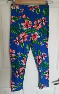 EUC NO BOUNDARIES Womens Small 3-5 Tropical Pull On Soft Cropped Capri Leggings - Picture 1 of 9