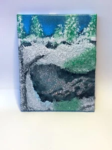 Original canvas painting snowy fields: textured painting: Home decor: OOAK. - Picture 1 of 2
