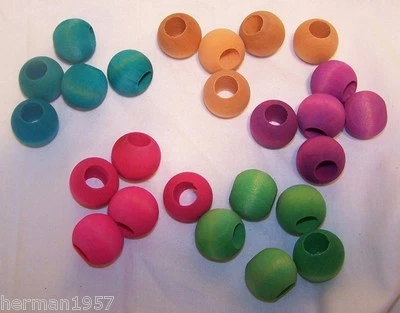 HERMAN1957 25 Bird Toy Parts 3/4" Colored Wood Beads Parrot Toy Parts w/ Hole Crafts