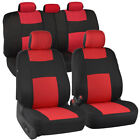 Black / Red Seat Cover Set for Car Auto SUV 9pc Polyester Cloth Solid Bench