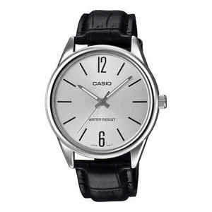 Casio Classic 40mm Silber Herren Schwarz Leder Analog Silber Uhr MTP-V005L-7B - Bild 1 von 2