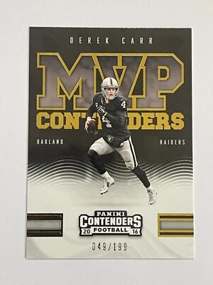 2016 Panini Contenders Raiders Derek Carr MVP Contenders Gold Insert /199 #5 - Image 1 of 2
