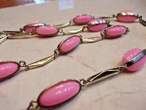Vintage J. Collar Largo Crew Rosa Cabujón Tono Oro - Imagen 1 de 5