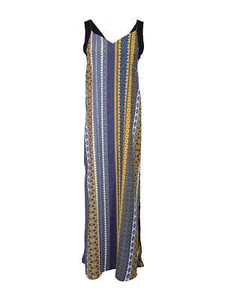 Honey Punch Sleeveless Black Strap All Over Aztec Print Maxi Tie Low Back Dress - Picture 1 of 5