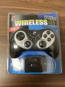Playtech Wireless Black 2.4GHZ Controller For PlayStation 2 PS2 Brand New 5E