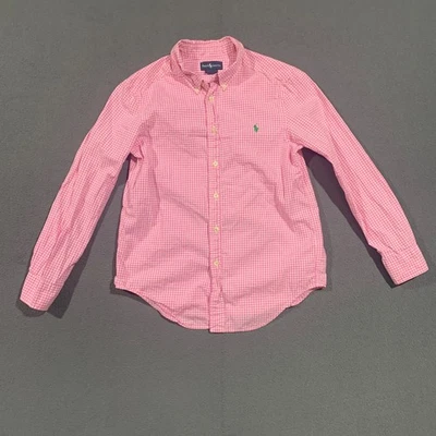 Camisa Ralph Lauren Niños Rosa Guinga Abotonada Talla M 10 12 Algodón Foto 1 de 4
