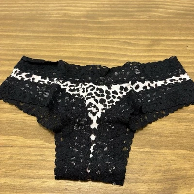 Victoria’s Secret Bragas Descaradas Negro Encaje y Blanco Leopardo Estampado Animal XS NUEVAS CON ETIQUETAS Foto 1 de 3