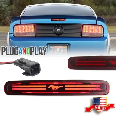 Tercera luz de freno LED de lente roja estilo pony para Ford Mustang 2005-2009 Foto 1 de 4