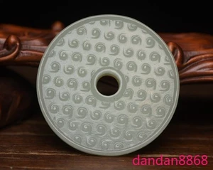 2 Zoll alte China antike Hetian Jade geschnitzt Feng Shui Reichtum Drache Jade Bi Statue - Bild 1 von 9