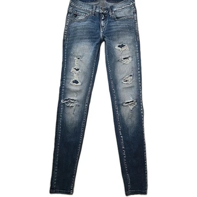 Pantalones de mezclilla KanCan para mujer talla 25 destruidos ajustados tiro bajo Foto 1 de 4