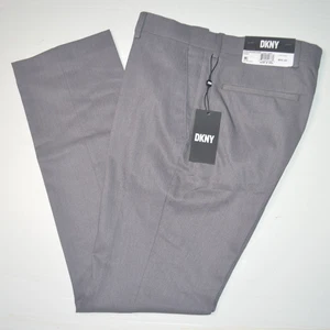 NUEVO CON ETIQUETAS DKNY Pantalones de Vestir Calce Moderno Gris Claro Elastizados Frente Plano 30 x 30 - Imagen 1 de 3
