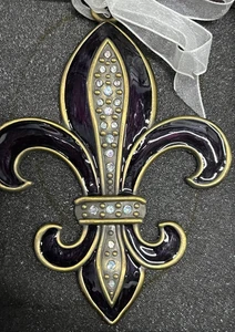 Kirkland's schwarzer Fleur de Lis Christbaumschmuck ~ * Metall * Cabochon Emaille - Bild 1 von 8