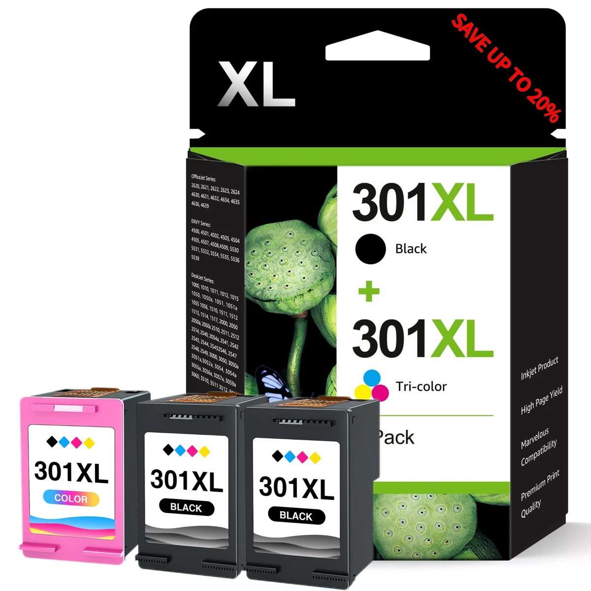 COLORETTO 301 XL Remanufactured Ink Cartridges For HP 301XL For HP Envy 4500 4502 4504 4507 5530 5532 DeskJet 1000 1010 1050 1510 1514 2050 OfficeJet 2620 2622 2050 624 4 630 4632 4634 Printer