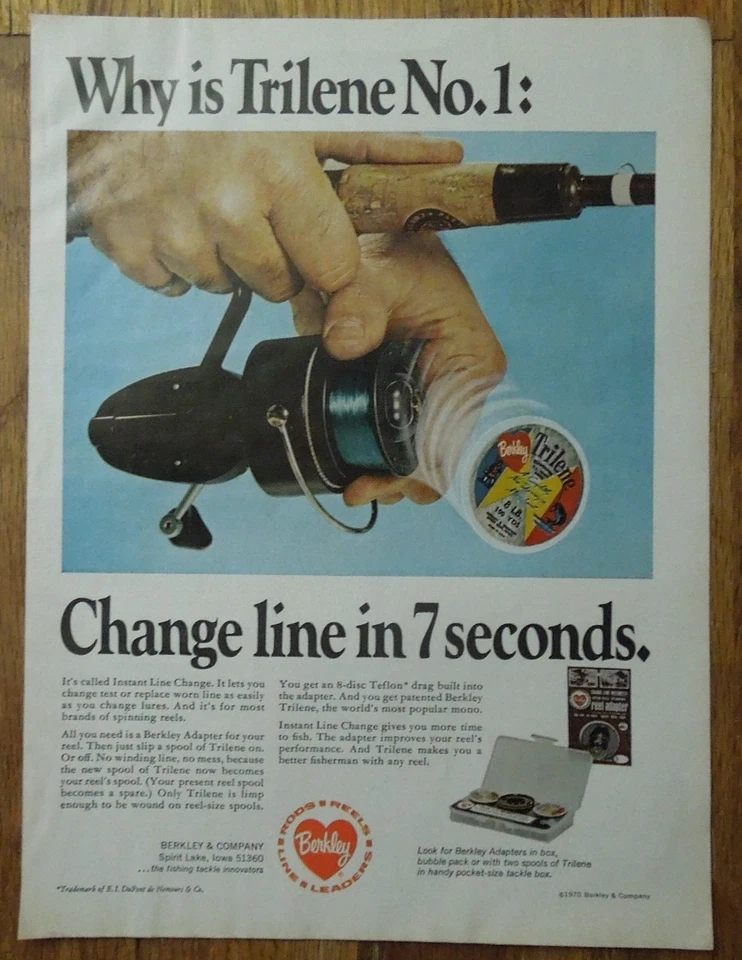 BERKLEY 1970 cambio de línea instantáneo carrete adaptador varilla y carrete cargador anuncio Foto 1 de 1