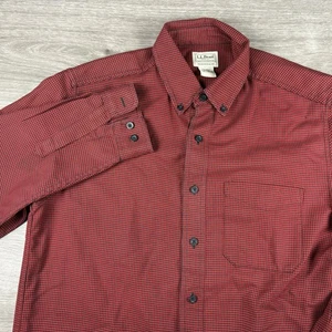 LL Bean Herren Größe Medium Langarm traditionelle Passform geknöpftes Hemd rot Flanell - Bild 1 von 17