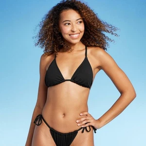 Neu mit Etikett Triangel-Bikinioberteil gerippt für Damen - Shade & Shore™ schwarz S - Bild 1 von 1