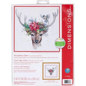 Counted Kit, Woodland Deer Christmas Cross Stitch, 12'' x 12'' - Picture 1 of 4