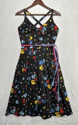 Vestido Solero Vintage Años 60 Lanz Original Negro Floral Talla 4 XS Pinup Rockabilly Foto 1 de 4