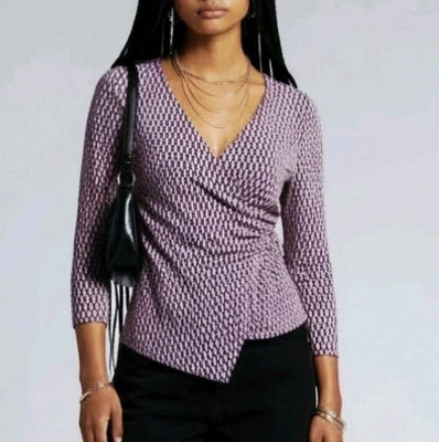 Soulmates Y2K топ размер S ассиметричный эластичной искусственного надежном розовый черный V шеи - Изображение 1 из 4