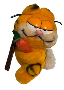 Vintage Garfield 1981 Dakin Pasqua "Qui Coniglio" 8" Peluche Pesca con Carota - Foto 1 di 7